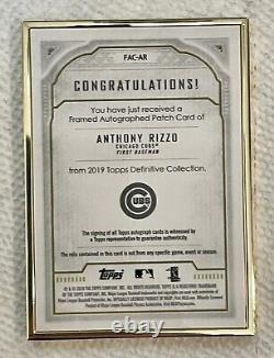 1/1 Topps 2019 Cadre Définitif Autographe Patch Red Anthony Rizzo Auto Cubs