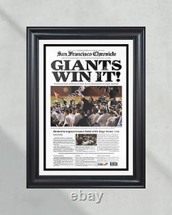 2010 San Francisco Giants Tim Lincecum World Series Framed Newspaper Front Page	
 <br/> 
La une encadrée du journal de la Série mondiale 2010 des San Francisco Giants avec Tim Lincecum