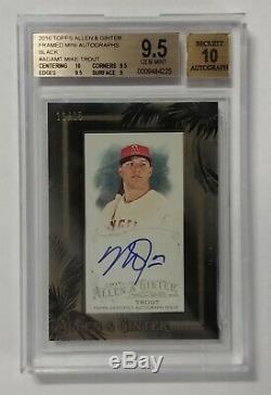2016 Allen & Ginter Topps Black Framed Mini Mike Trout # 25 / Bgs 9.5 Auto 10