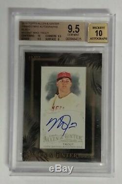 2016 Allen & Ginter Topps Black Framed Mini Mike Trout # 25 / Bgs 9.5 Auto 10