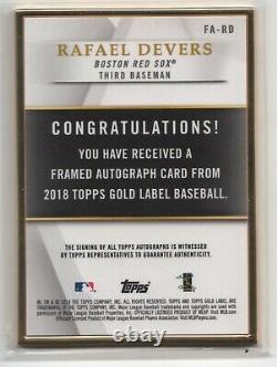 2018 Rafael Devers Topps Gold Label Framed Autograph Rc Black /75 Limited