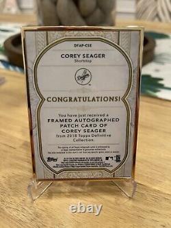 2018 Topps Collection Définitive Corey Seager Encadré Patch Auto 6/30 Rangers / LA