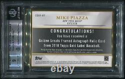 2018 Topps Gold Label Mike Piazza Golden Greats Framed Jersey Auto #3/5 Bgs 9