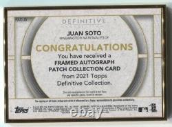 2021 Juan Soto Topps Définitif Auto Logo Patch Gold Framed Red 1/1 Nationaux