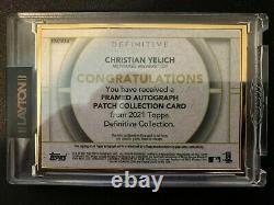 2021 Topps Définitif Christian Yelich Gold Framed Patch Auto /25 Brewers