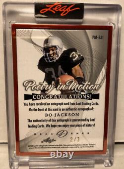 2022 Leaf Decadence Bo Jackson Auto Signature Red Framed Poetry In Motion 2/3