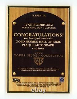 2022 Topps Gilded Collection Ivan Rodriguez Or Encadré Sur Carte Auto Onyx /10