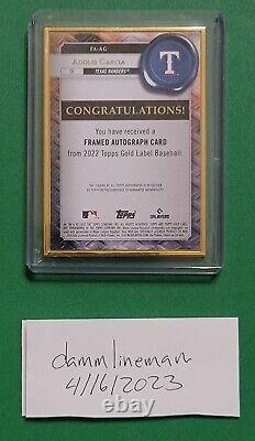2022 Topps Or Étiquette Cadre Autographes Or #fa-ag Adolis Garcia # /25