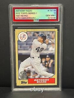 2022 Topps Série 1'87 Retro 35th Anniv. #t87-58 Anthony Rizzo Cgg 10 Menthe Gemme