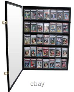 35 Graded Baseball Football Basketball Pokemon Card Display Case Frame, Cc05-bla