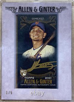 Andres Gimenez Mets Rookie Gold Auto 2021 Allen & Ginter Mini Encadré 1/5