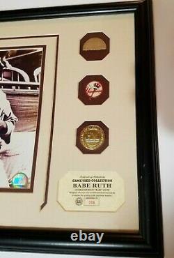 Babe Ruth Jeu Utilisé Piece Bat + 8 X 10 Photo Avec Coa Emmêlée Et Encadrée 16 X 18 Po