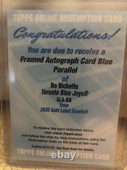 Bo Bichette Gold Label 2020 Framed Auto Blue Parallel Redemption Gla-bb