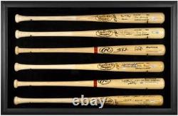 Boîte D'affichage Bat De Baseball Avec Cadre Noir Pour 6 Chauves-souris Fanatique Certi Authentique