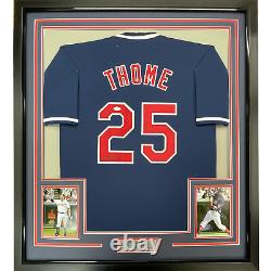 Cadre autographié/signé JIM THOME 33x42 Maillot bleu de Cleveland JSA COA Auto