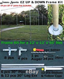 Cage De Frappeurs Kit Cadre 12' X 12' X 55' Ez Up & Down Baseball Softball Kit Frame