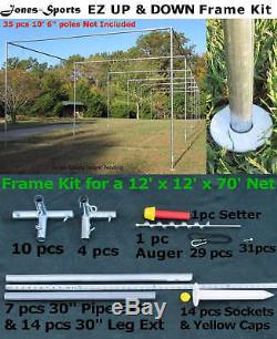 Cage De Frappeurs Kit Cadre 12' X 12' X 70' Ez Up & Down Baseball Softball Kit Frame