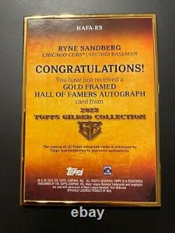 Carte 2023 Topps Gilded RYNE SANDBERG encadrée en or avec signature /50 #HAFA-RS Cubs HOF