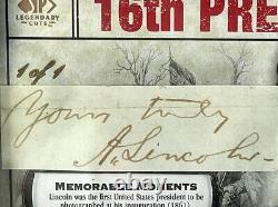 Carte de coupe autographiée d'Abraham Lincoln de la marque Upper Deck encadrée par Beckett.