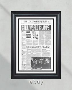 Champions de la Série mondiale des Reds de Cincinnati de 1976 Encadrement de la première page du journal