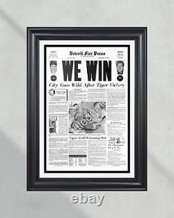 Champions de la Série mondiale des Tigers de Detroit 1968 Imprimé encadré de la une du journal