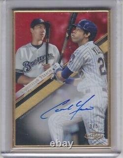 Christian Yelich 2019 Topps Gold Label Encadré Auto Red Parallel #d/5 Milwaukee