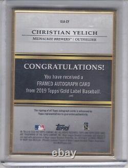 Christian Yelich 2019 Topps Gold Label Encadré Auto Red Parallel #d/5 Milwaukee