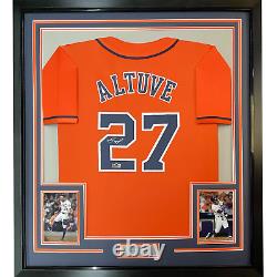 Fac-similé encadré autographié de Jose Altuve 33x42 Orange Reprint Laser Auto Jersey