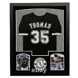 Frank Thomas a signé un maillot de baseball noir personnalisé encadré en daim mat à Chicago