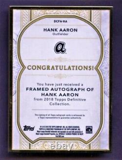 Hank Aaron-2018 Topps Définitif Violet #1/3 Cadre D'or Auto/autograph 1/1 Type