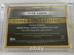 Hank Aaron 2019 Topps Gold Label Golden Greats Cadre Relique Auto /5