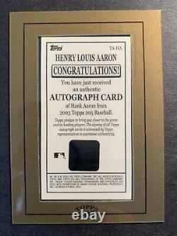 Hank Aaron Braves 2003 Topps 205 Auto Autographe Certifié Encadré Mini Sur Carte