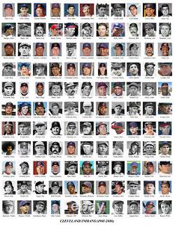 Impression de mosaïque de photo des Cleveland Indians utilisant 150 joueurs passés et présents.