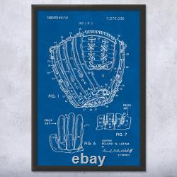 Impression encadrée d'un brevet de gant de baseball Décoration de baseball Cadeaux pour entraîneurs de baseball Cadeaux pour papa