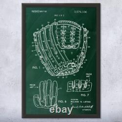 Impression encadrée de brevet de gant de baseball Décoration de baseball Cadeaux pour entraîneur de baseball Cadeaux pour papa