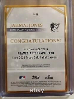 Jahmai Jones 2021 Topps Gold Label Framed On Card Auto Carte Rc #fa-jj Orioles