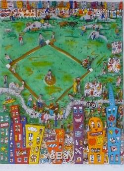 James Rizzi Baseball Comme IL Devrait Être 1987 3-d Pop Art Encadré Serigraph