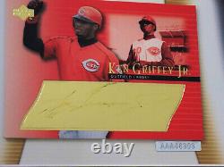 Ken Griffey Jr Temple de la renommée # Carte de plaque de laiton signée et pièce de logo Patch Frame UDA? COA