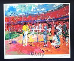 LeRoy Neiman A'S VS GIANTS BASEBALL Signé Pop Art Monté Encadré Nouveau 11x14