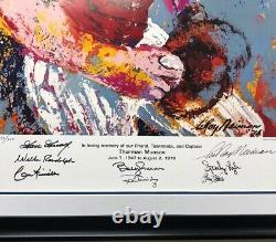 Leroy Neiman Thurman Munson Signé Par 7 Yankees Framed Baseball Art Sports Ny