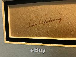 Lou Gehrig Signé Cut Autograph Sur Papier Très Vieux Avec Photo Et Encadré