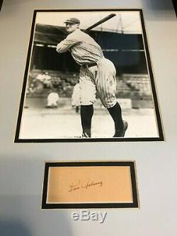 Lou Gehrig Signé Cut Autograph Sur Papier Très Vieux Avec Photo Et Encadré
