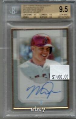 Mike Trout 2017 Topps Transcendent Auto Gold Framed Argent Autographe Bgs 9.5/10