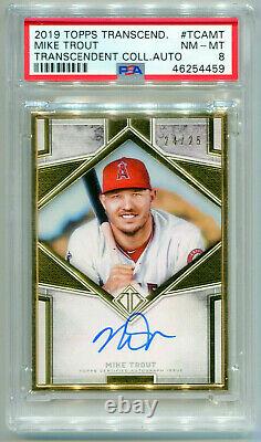 Mike Trout 2019 Topps Transcendent Gold Framed Autograph 24/25 Psa 8