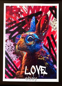 Mort NYC Grand Cadre 16x20 pouces Pop Art Certifié Graffiti Lapin Amour #