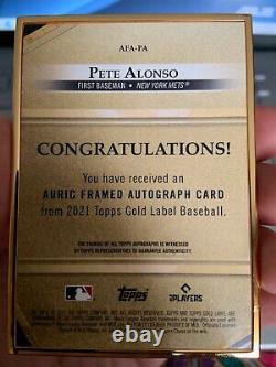 Pete Alonso 2021 Topps Gold Label Auric Encre D'or Encadrée Auto Afa-pa Ny Mets
