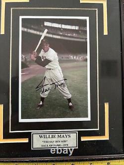 Photo encadrée de Willie Mays signée 4 x 6 à 9 x 11 LE SAY HEY KID HOF 1979