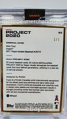 Projet 2020 Topps 63 Mike Trout Par Fucci Gold Frame 1/1 2011 Us175 @fucci