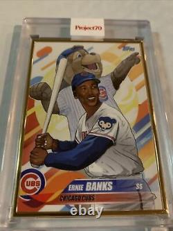 Projet Topps 70 Carte 48 2018 Ernie Banks By Quiccs 1/1 Gold Frame