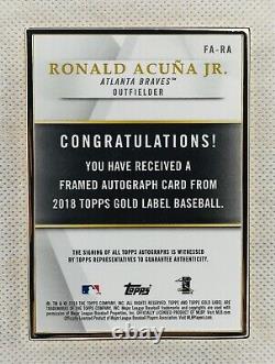 Ronald Acuna Jr 2018 Topps Gold Label Encadré Noir Auto /75 Rookie Braves MVP